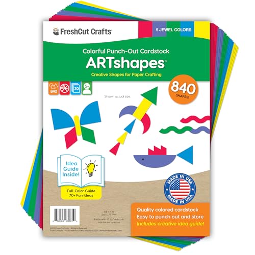 ARTshapes Punch-Out Paper Shapes, Jewel, 840 Piece, Classroom Decor - color: Red,Green,Blue,Yellow,Purple