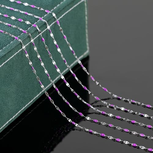 UMAOKANG Purple Enamel Chains for Making Jewelry Stainless Steel Chain Roll - color: Steel-Purple