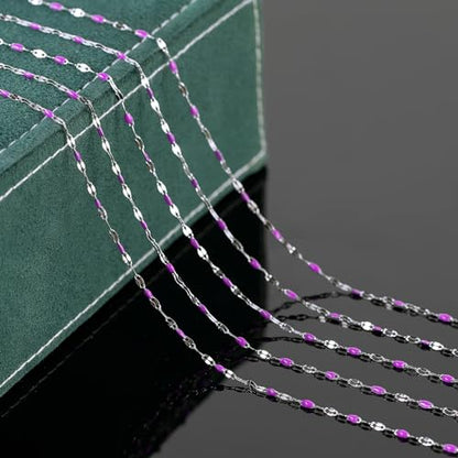 UMAOKANG Purple Enamel Chains for Making Jewelry Stainless Steel Chain Roll - color: Steel-Purple