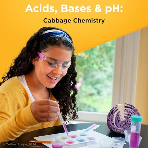Yellow Scope Science Kit for Kids, Acid, Base & pH Kit for Girls and Boys, Cabbage Chemistry, STEM Learning Color Changing Experiment, Kids Ages 8-12 - style: Acids, Bases & pH Kit