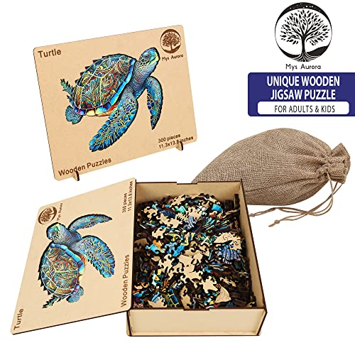 Mys Aurora Wooden Puzzles, Sea Turtle Jigsaw Puzzles 300 Pieces - color: Ocean Turtle, size: 300 Pieces
