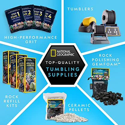National Geographic Rock Tumbler Refill Kit with 1 Lb. Rough Agate - style: Agate Mix