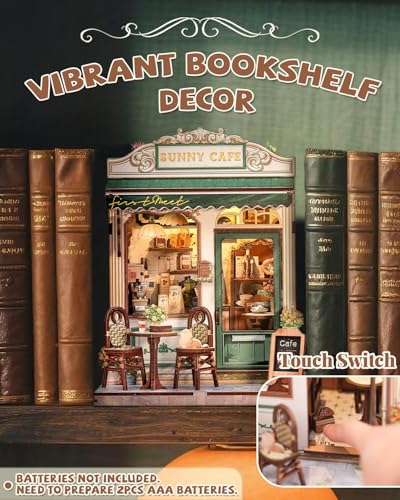 Cutefun Book Nook Kit - DIY Miniature Dollhouse Kit for Adults and Teens - color: Sunny Cafe