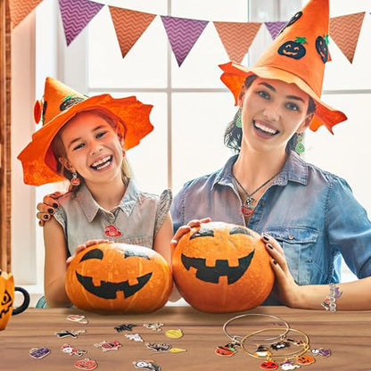 SANNIX 110Pcs 55 Pairs Halloween Charms Bulk Gold Enamel Jewelry Pendants - style: Halloween Charms-55 Pairs