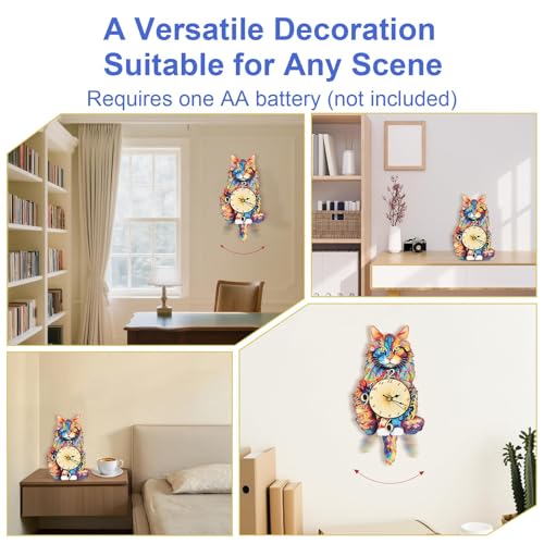 3D Wooden Puzzles for Adults, Maine Coon Clock Cat Wooden Puzzle DIY Craft - color: Maine Cat