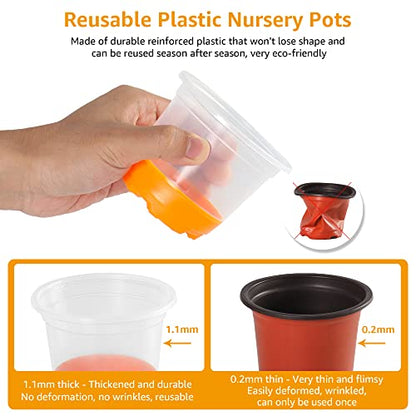 MIXC Clear Nursery Pots with Silicone Base, 4-Inch, 30-Pack - color: Orange, size: 4 Inch