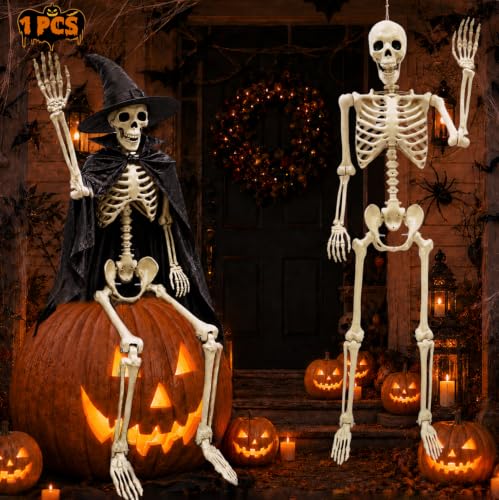 NLShan Life Size Skeleton for Halloween: 5.4ft Human Anatomy Skeleton - color: Off-White
