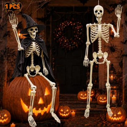 NLShan Life Size Skeleton for Halloween: 5.4ft Human Anatomy Skeleton - color: Off-White