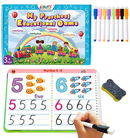 ALIANFLY Preschool Learning Activities Educational Workbook - Toddler Prek Montessori Handwriting Practice Activity Tracing Toys Busy Book for Kids, Autism Learning Materials and ABC Learning Book - color: Blue - General