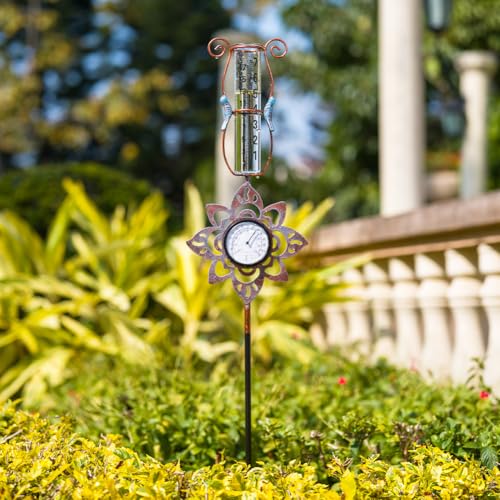 Rain Gauge,Hummingbird 7 inch Rain Gauge Outdoor with Thermometer - color: Thermometer