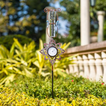 Rain Gauge,Hummingbird 7 inch Rain Gauge Outdoor with Thermometer - color: Thermometer