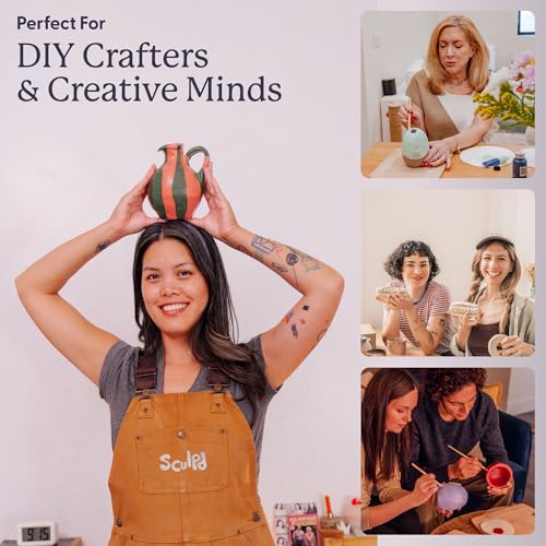 Sculpd Pottery Kit for Adults, Air Dry Clay with Tools, Classic Tones - style: Gloss Varnish with Classic Tones
