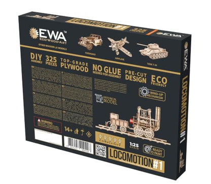 EWA Eco-Wood-Art Locomotion #1 3D Wooden Puzzle, Mechanical Model Kit, 325 Pieces, 15.75 Inches, Wood