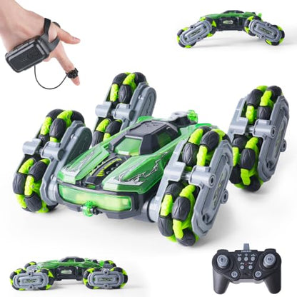 NEXBOX 8WD Remote Control Car Toys for Kids, Gesture Sensing RC Stunt Truck - color: Green