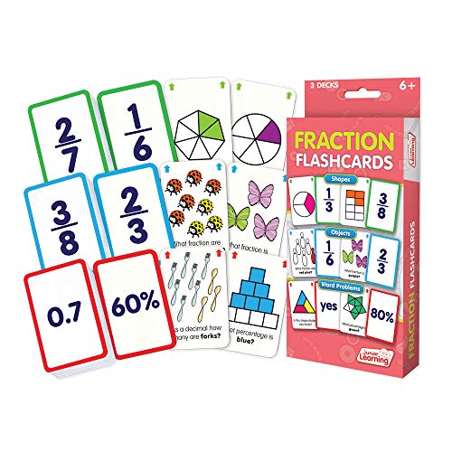 Junior Learning Fraction Flashcards - 3 Decks of 54 Cards for Math