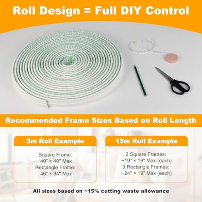 Peel and Stick Wall Molding Kit, 49.2FT x 1.50" Wide EVA Flexible Trim for Interior Walls Projects, Self-Adhesive Paintable Crown Molding for Wainscoting Panels and Large Decorative Wall Panels - size: 49.2FT x 1.5'' W