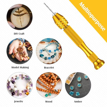 Vinsot 95 Pcs Micro Drill Bits Set with Pin Vise Hand Drill, Gold - color: Gold