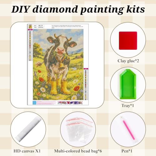 BYGFHLYW 5D Cow Diamond Painting Kit for Adults, Animal Diamond Art Kits - color: KM1230-1