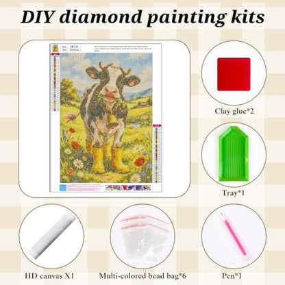 BYGFHLYW 5D Cow Diamond Painting Kit for Adults, Animal Diamond Art Kits - color: KM1230-1