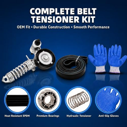 Belt Tensioner with Pulley & Serpentine Belt Fits 2011-2016 Chevy Cruze 2012-2019 Sonic 2013-2020 Trax 2016 Cruze Limited 2013-2020 Buick Encore Replace 55565236 5PK1400 - size: 90K 38344A