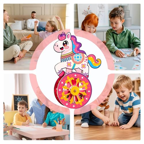Wood Building Kits Assembly Self-Rocking Base Brain Game - color: Pink