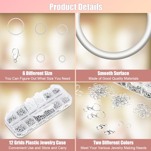 Amrules 1200 Pcs Jump Rings, Jewelry Making Kit, Silver - color: Silver