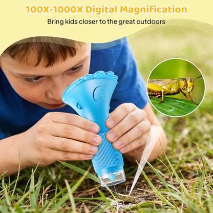Kids Portable Microscope, Pocket Microscope for Kids with 2" Screen - color: Blue