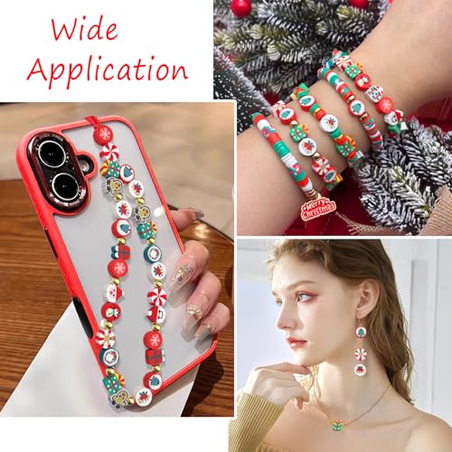 ZSFLZS Christmas Polymer Clay Beads Bracelet Making kit, Christmas Bead Christma Charms for Jewelry Making DIY Bracelet, Necklace, Earring Make, Mixed Beads Polymer Beads Clay Beads Charms - color: Christmas