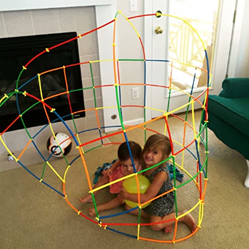 RAINBOW TOYFROG Straw Constructor Toys Stem Building Toys - 300 Pcs Connectors Toy Building Sets Kids Toys for Boys & Girls - Straw Building Set Engineering Kit - Autism Toy STEM Games