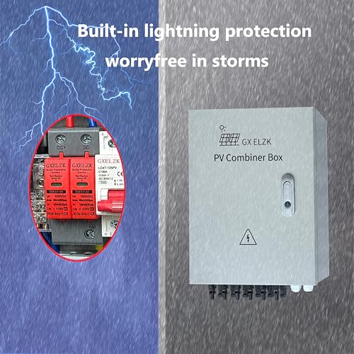 Solar Combiner Box 6 Strings 100A DC Main Circuit Breaker with Power Surge and 16A Circuit Breaker This PV Combiner Box is Suitable for On/Off-Grid Solar Power - size: 6 string 100A