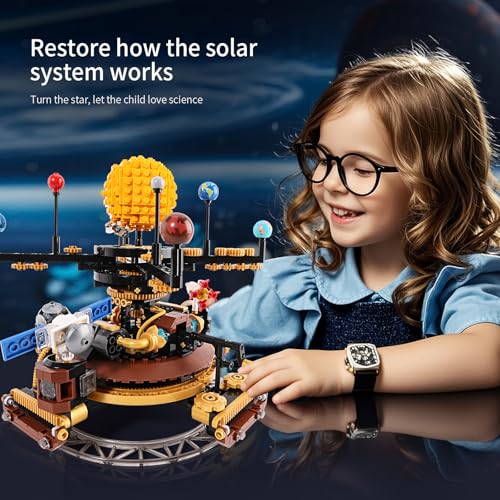 Solar System Orrery Building Set - Rotatable Planet Toys with 9 Planets & Rocket Sets, Compatible with Lego Space - Educational STEM Projects Science Astronomy Gifts for Boys & Girls Age 8-14, 946pcs
