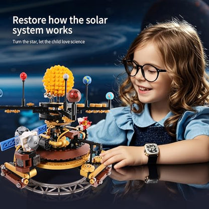 Solar System Orrery Building Set - Rotatable Planet Toys with 9 Planets & Rocket Sets, Compatible with Lego Space - Educational STEM Projects Science Astronomy Gifts for Boys & Girls Age 8-14, 946pcs