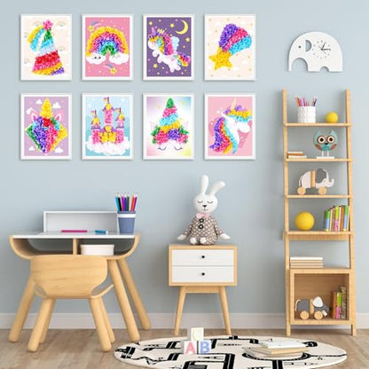 Lonfliness 8 Pcs Unicorn Poke in Craft Kits for Kids Mess Free DIY Art - style: Unicorn