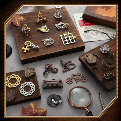 48 Pcs Metal Brain Teaser Puzzles Set for Adults, Vivid Style - style: Vivid Style