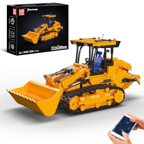 Mould King 17098 Remote Control Bulldozer Building Set, RC Motorized Crawler Bulldozer Model Kit for Adults, STEM Engineering Construction Vehicle Model Toy Gift for Age 14+ (1208 Pieces)
