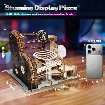 Motorized 3D Wooden Puzzles Marble Run Set for Adults & Teens, Mechanical Marble Run Model Kit to Build, Fun STEM Engineering Gift & Unique Desktop Decor, Christmas Birthday Gift