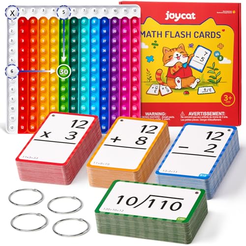 JoyCat 288 Math Flash Cards & Leanring Chart, 4 Operations, Ages 4-8