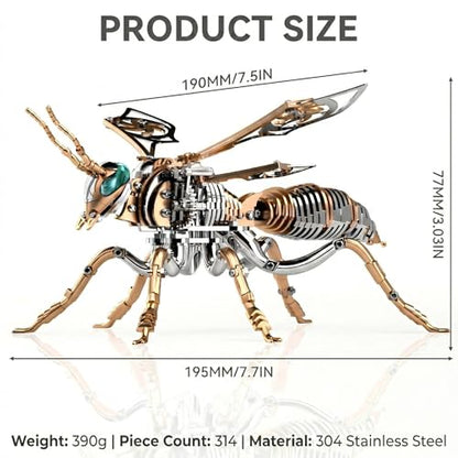 3D Metal Puzzles for Adults, Mechanical Bee Insect Model Kit - color: Bee-rose-gold