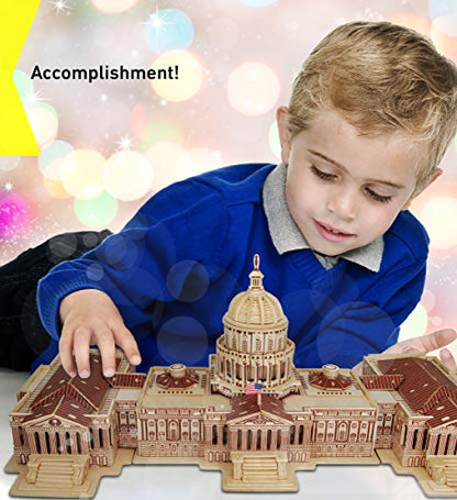 Puzzled 3D Puzzle The US Capitol Building Construction Kit, 277 Pieces Pack