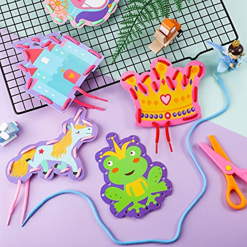 Zonon 8 Pcs Kids Sewing Cards 8 Patterns Lacing Cards