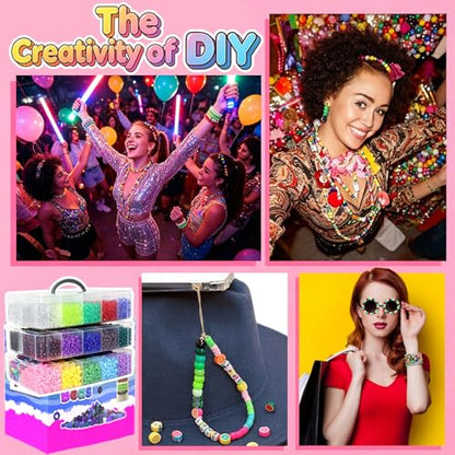 LIS HEGENSA 30Color 11000PCS Kandi Pony Beads Bracelets Jewelry Making Kits - size: 30Color(11000PCS)