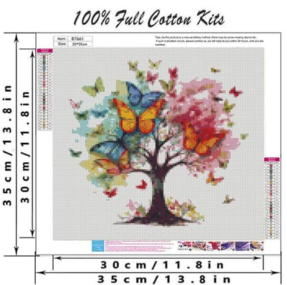 DYAIANGMU Tree of Life Stamped Cross Stitch Kit for Adults 13.7x13.7 inches - color: cat