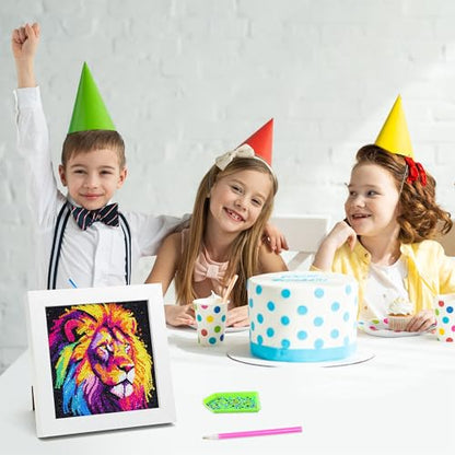 Libfx Diamond Art Kits for Kids with Frame Diamond Art for Girls Boys Beginners Arts and Crafts Birthday Gifts (Lion) - color: Lion
