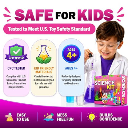 Jim&Gloria Science Kit for Kids, Science Experiments for Kids Ages 5-7 & 8-12, STEM Educational Toy, Chemistry Set with Volcano Experiments, Birthday Gift for Boys & Girls, Hands-On Learning Activity