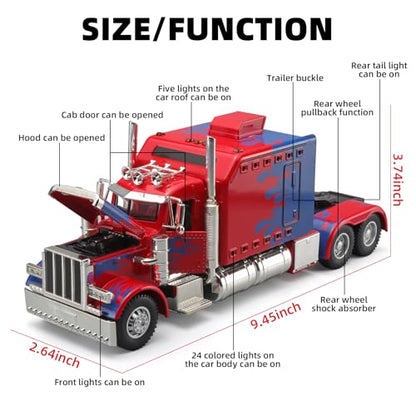 OANMYJJO Semi Truck Car Toy Heavy Tow Trucks and Trailer Toys Car for Boys - color: Red