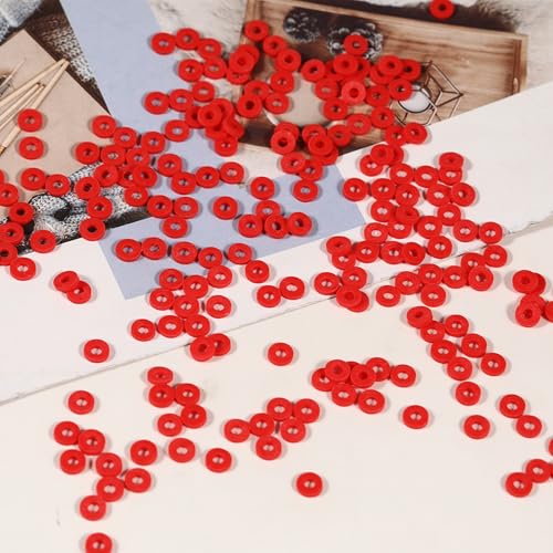 2000pcs Dark Red Clay Beads 6mm for Bracelets Making Flat Round Polymer Clay Bead Heishi Beads for Jewelry Making Earring Bracelets Necklace - color: Dark Red