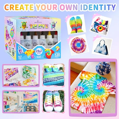 24 Colors Tie Dye Kit, Fabric Dye Set for Kids Adults Parties - color: 24 COLORS