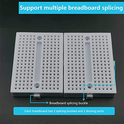 WWZMDiB 6 Pcs Mini Small Breadboard kit White 170 Tie Points (Includes 10-pin Male/Female + 10-pin Male/Female Jumper Wires)