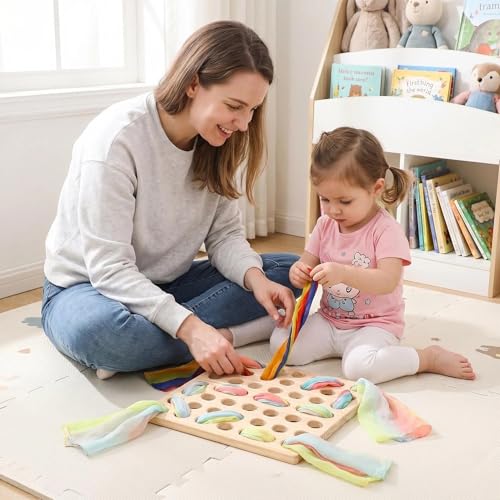 Eray Montessori Wooden Lacing & Weaving Board, Fine Motor Toy for Kids 3+