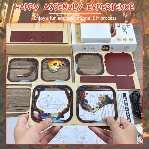3D Wooden Puzzle Night Light DIY LED Art Lamp Kit for Adults Desk Decor Relaxing Craft Model Table Ornament and Birthday Gift (Sunset Valley) - style: Sunset Valley